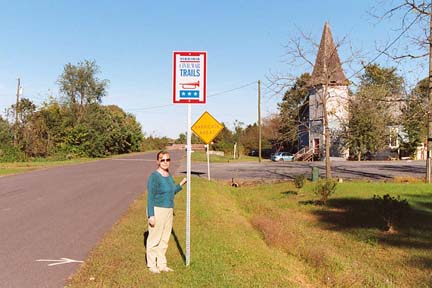 Linda at Civil War Trails sign